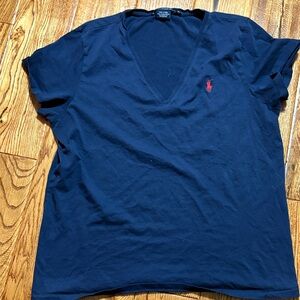 Ralph Lauren Sport Navy Cotton Top v-neck
